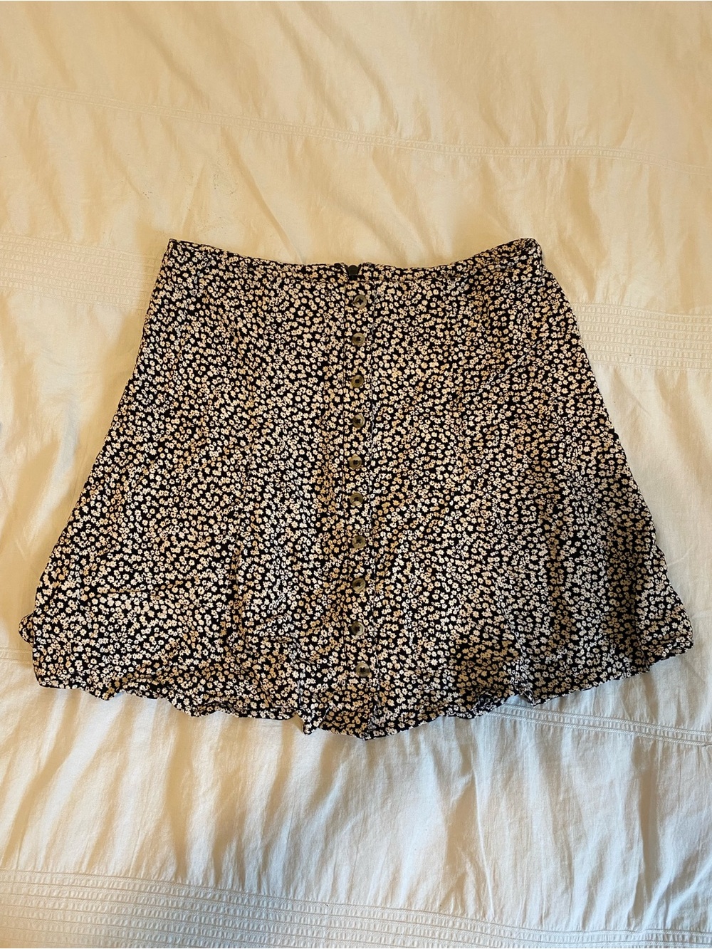 American eagle Button-Front A-Line Mini Skirt in Black and White